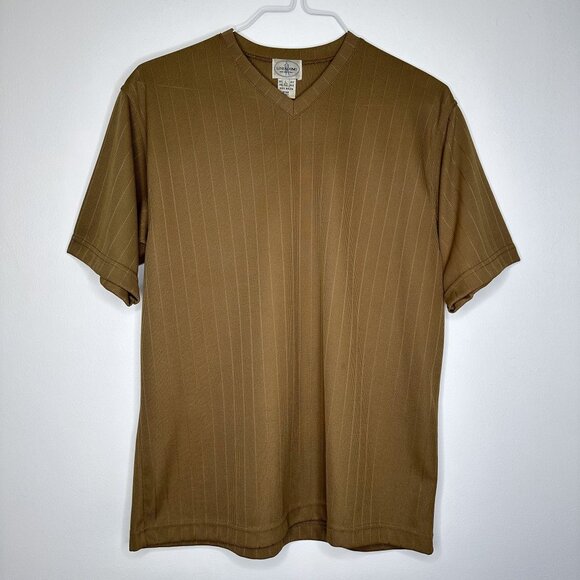 Linea Uomo Vintage Made‎ in Italy Men’s V-Neck Shirt Brown Large 100% Nylon - Picture 1 of 5